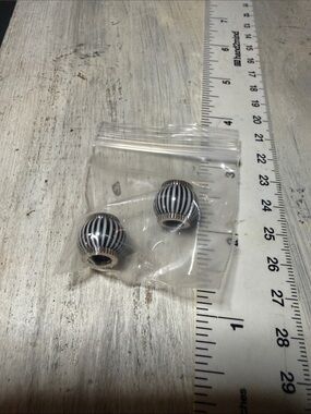 Set of Brighton Striped Round Beads - Black & White